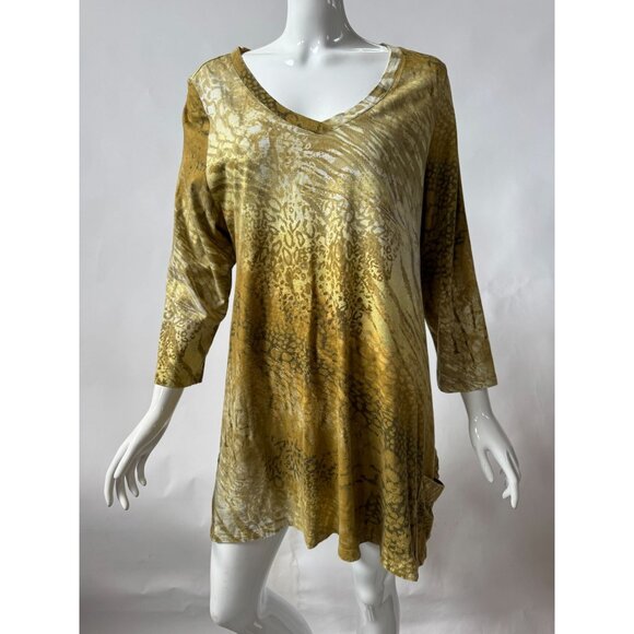 Lori Goldstein XL Animal Print Metallic Tunic Top - Picture 1 of 16